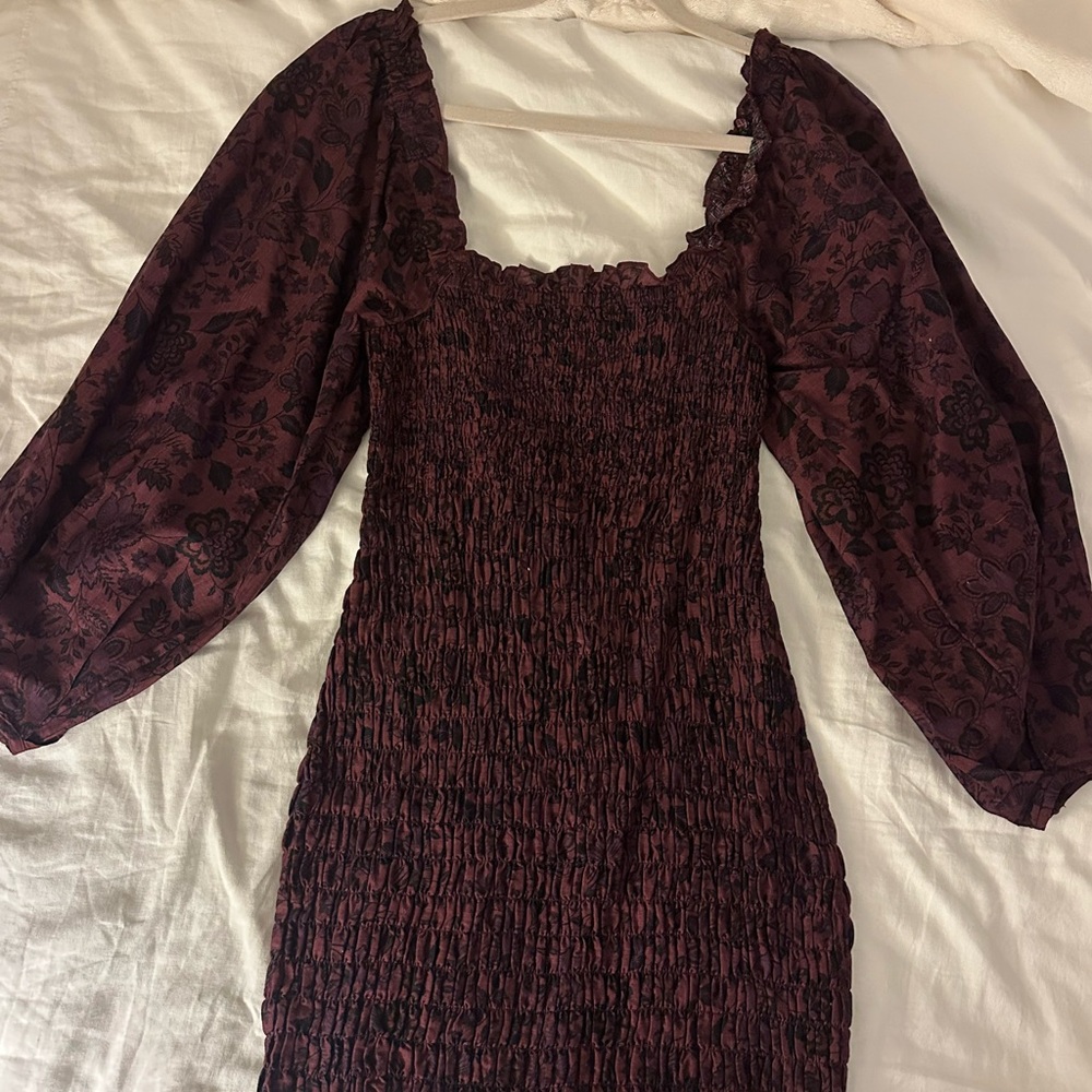 Elegant Floral Puff Sleeve Dress